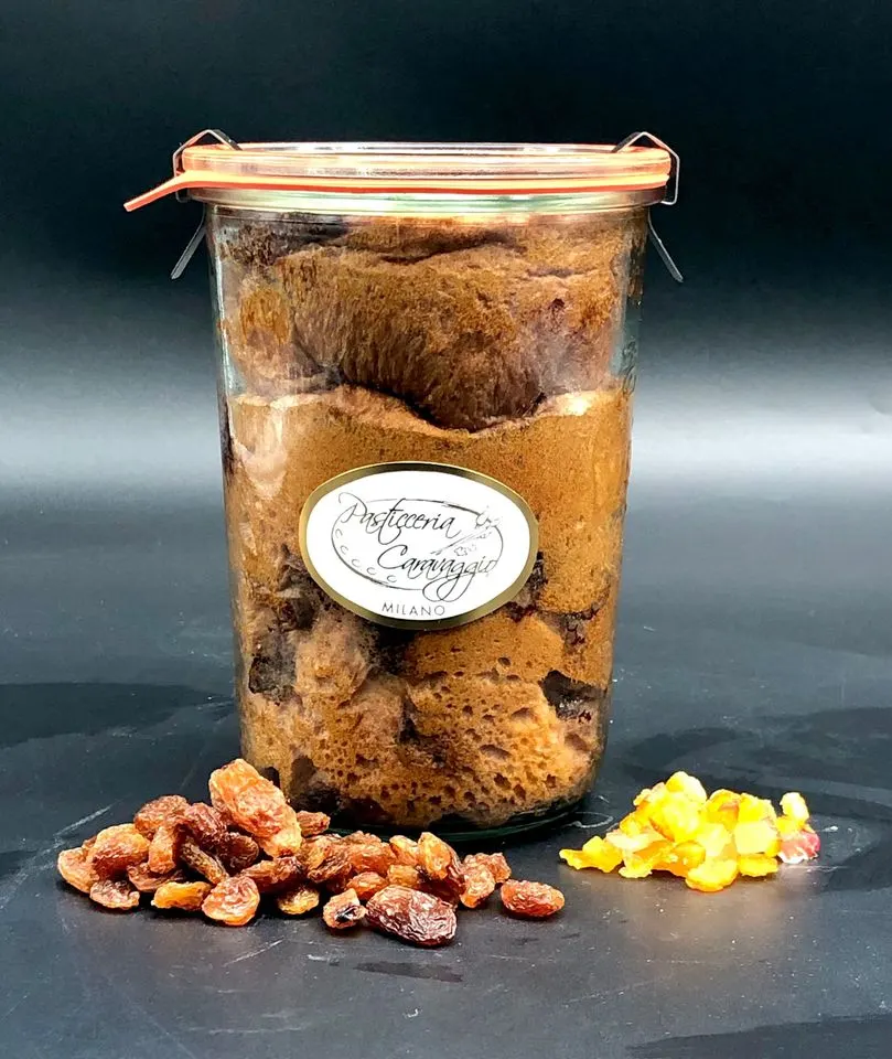 Panettone in vaso piccolo, con canditi e uvetta